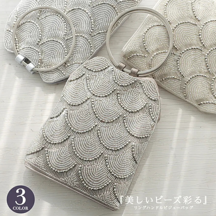 ビーズ刺繍ハンドルパーティーバッグ 結婚式 バッグ パーティーバッグ