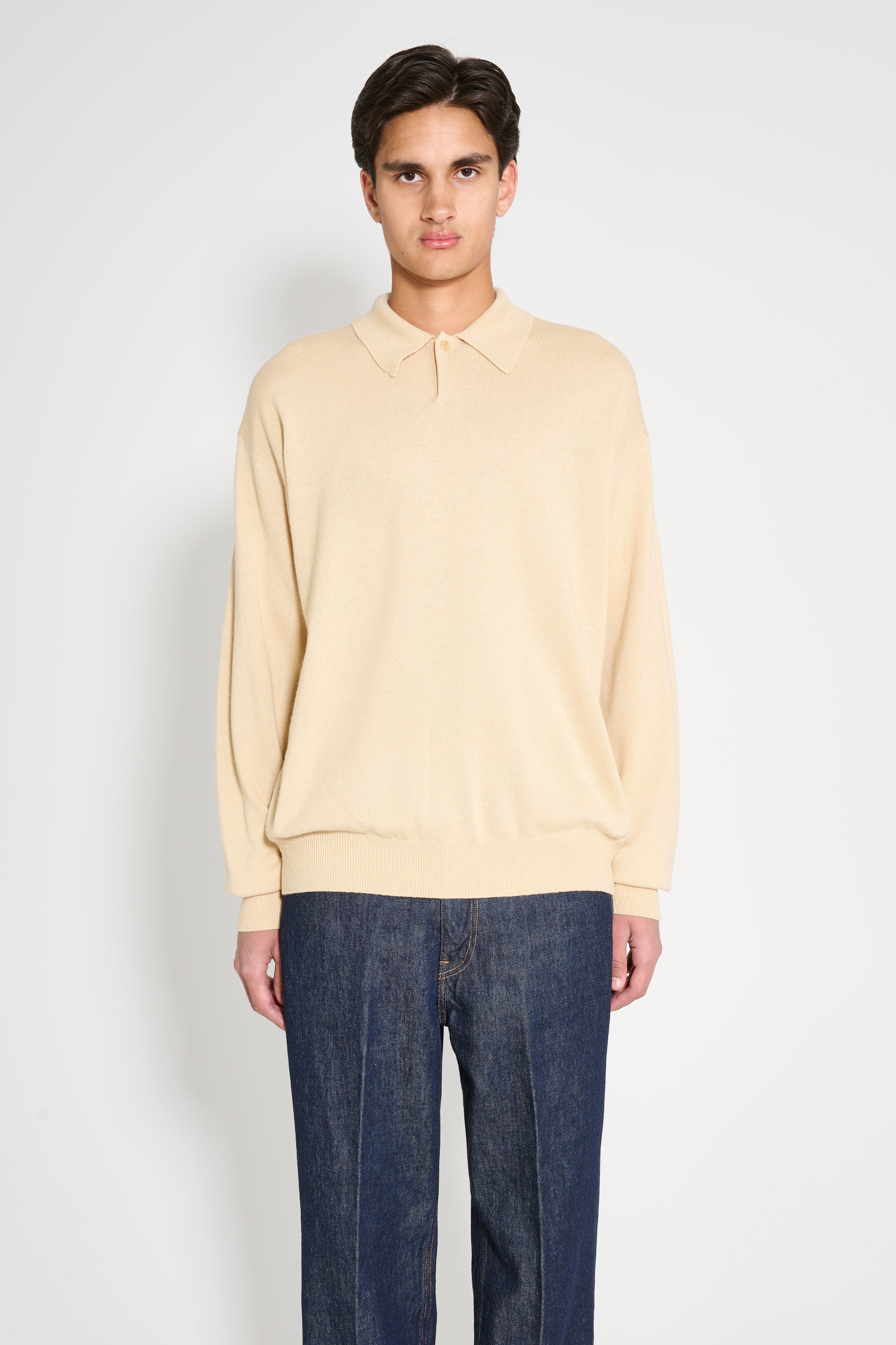 Auralee Cashmere Silk Wool Knit Polo Light Beige – Très Bien