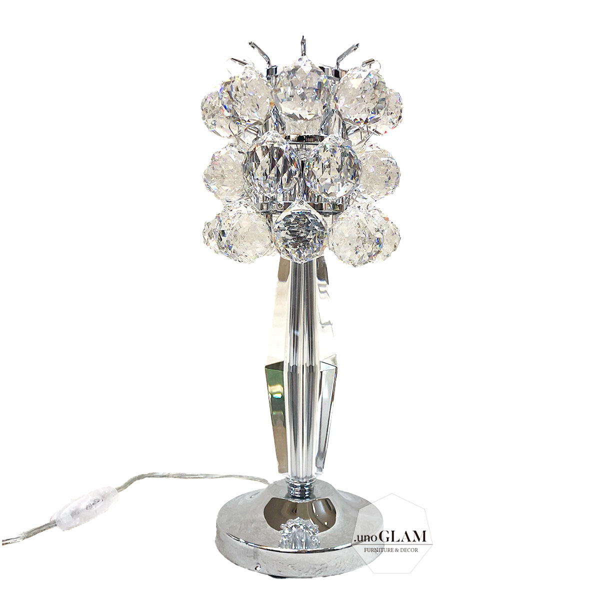 テーブルランプ（クリスタル）シルバー / 高級ボール型クリスタル