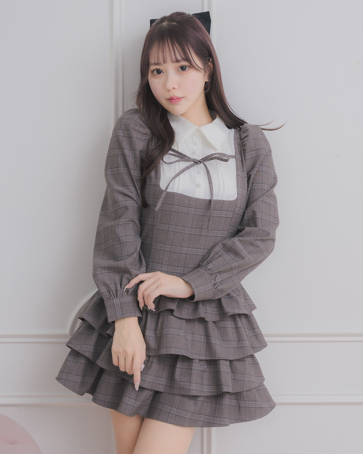 ヨーク切り替えティアードミニワンピース – pium