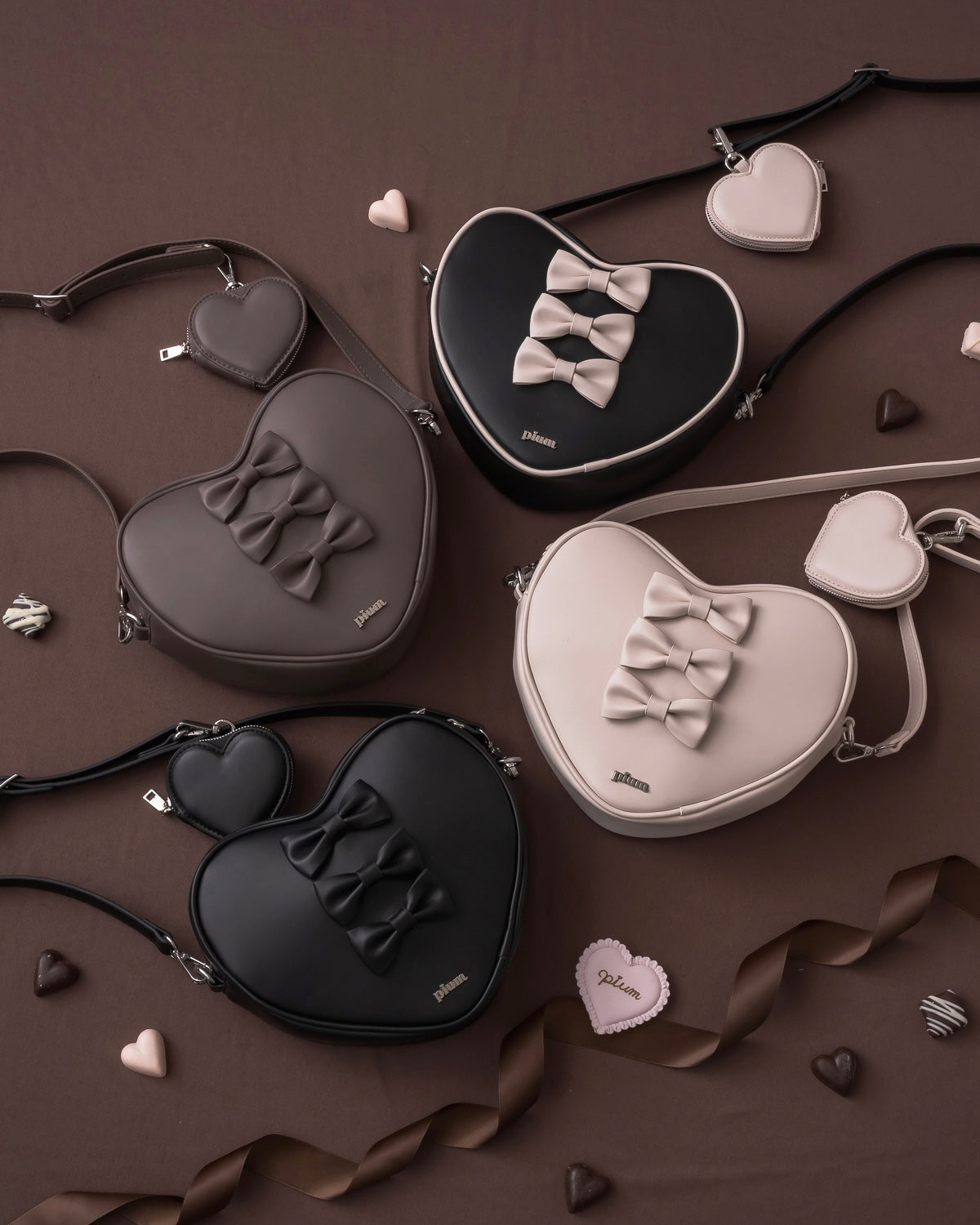 ミニポーチ付きリボンハートバッグ – pium