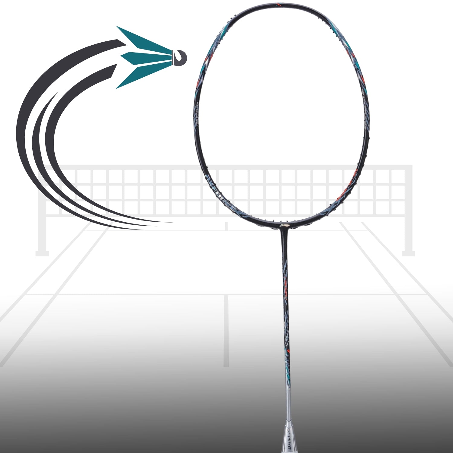 Li-Ning AXForce 70 Unstrung Badminton Racquet , Black/Silver