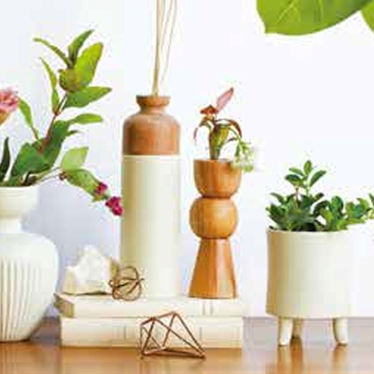 積み木のようなフラワーベース（3種類）試験管型ガラス付き／花瓶