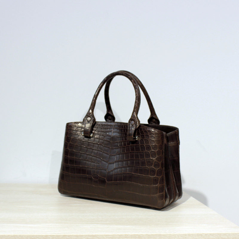 クロコハンドバッグ ブラウン – RealCroco