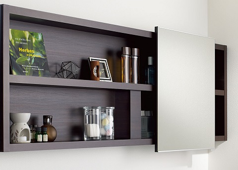 魅せる収納」を楽しめる洗面スライドミラー+ ゜*。：システムキッチン