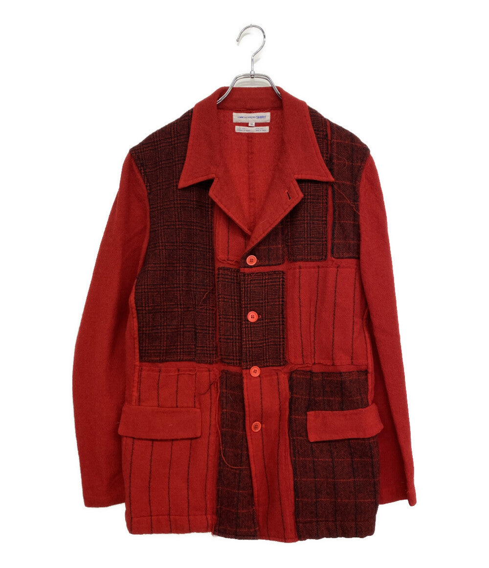 COMME des GARCONS SHIRT パッチワークジャケット メンズ レッド