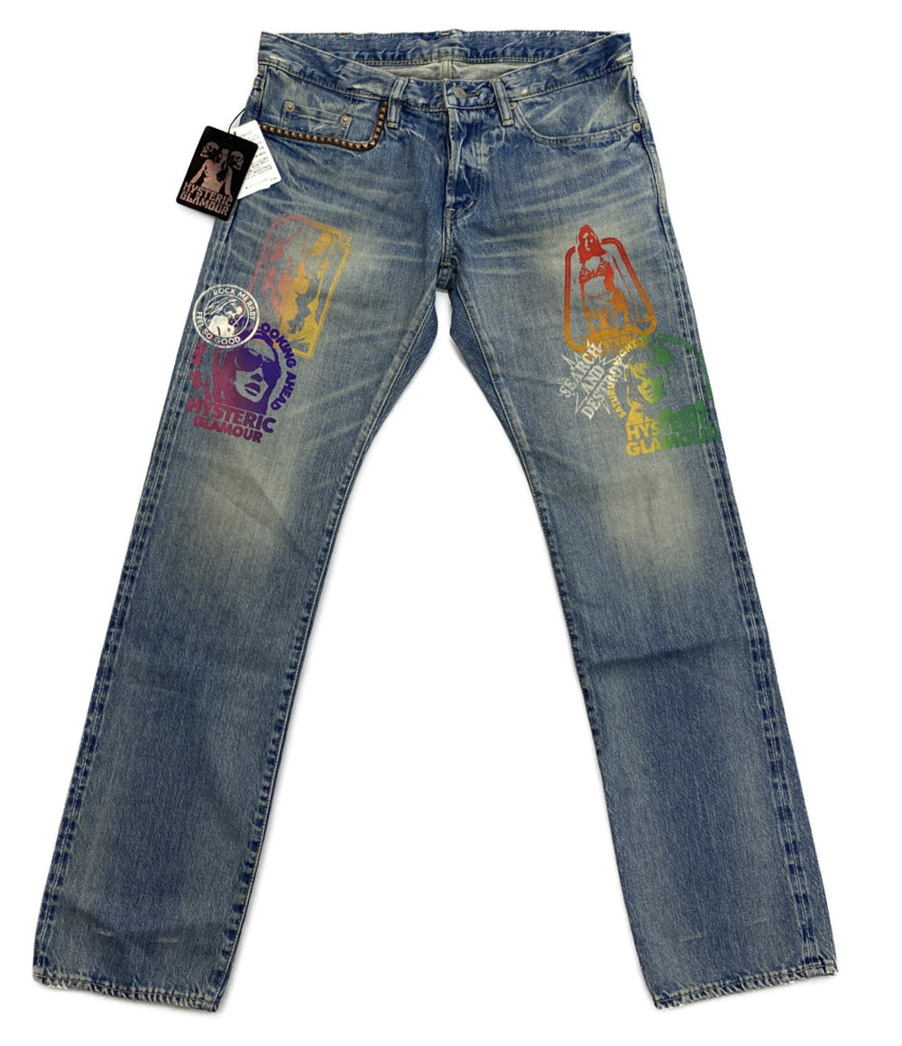 ヒステリックグラマー 美品 デニムパンツ スタッズガールプリント