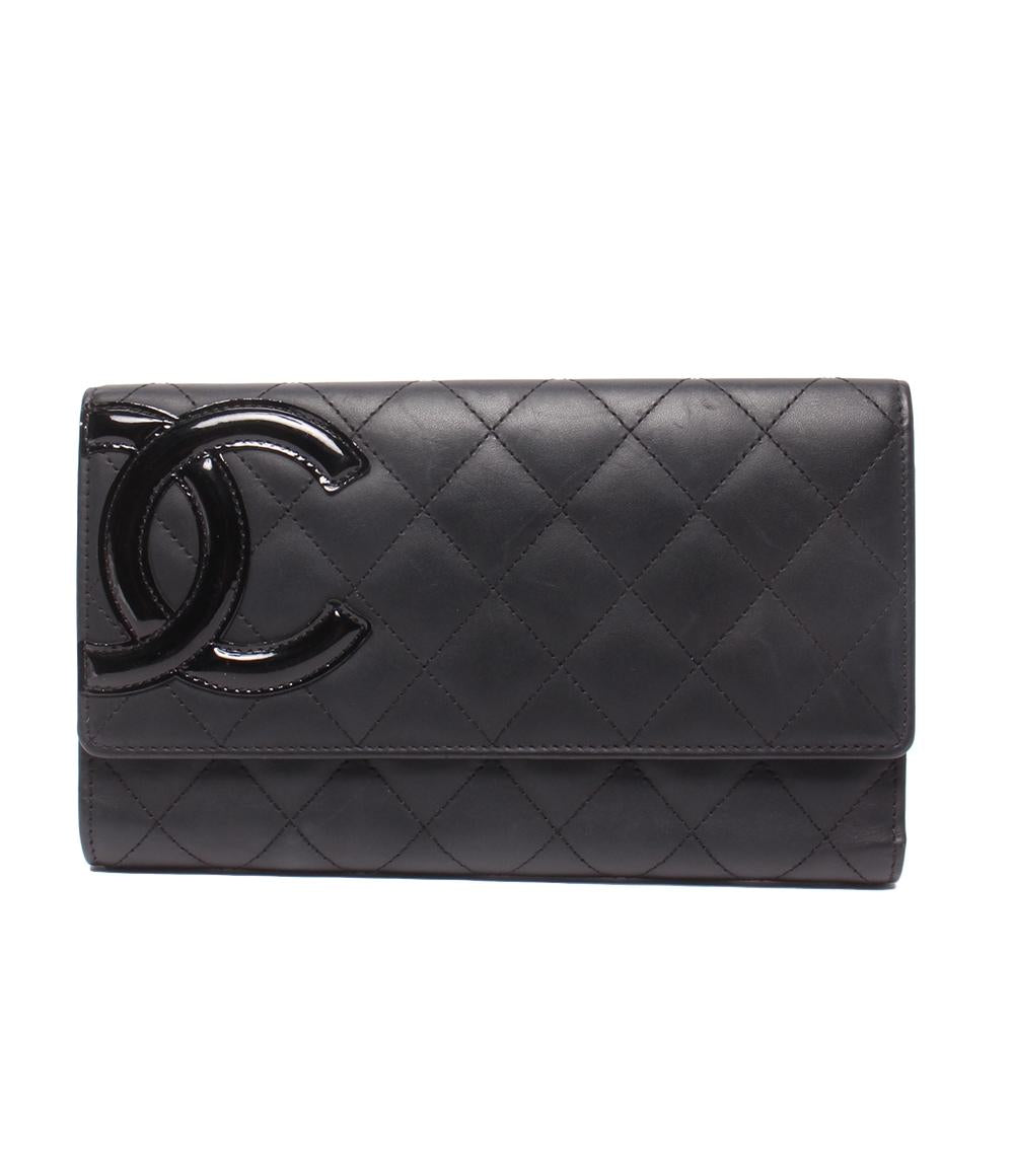 CHANEL 三つ折り長財布 カンボンライン ココマーク レディース