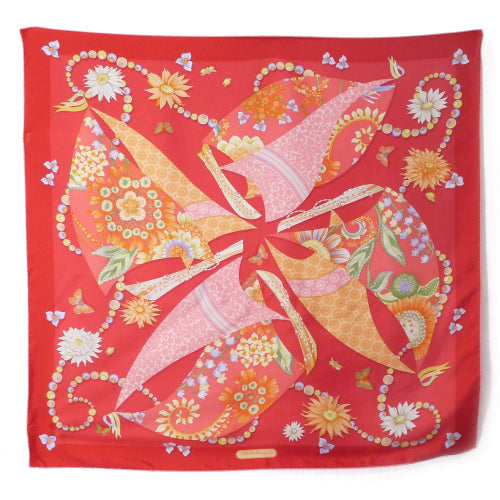 Salvatore Ferragamo シルクスカーフ（和柄/赤系） – Vintage Shop Rococo
