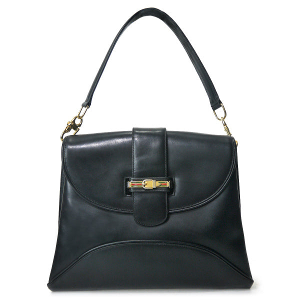 OLD Gucci シェリーベルト留め具レザーショルダー（黒） – Vintage