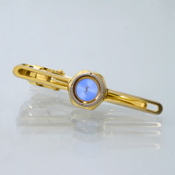 YVES SAINT LAURENT ロゴ入りネクタイピン （ブルー/ゴールド