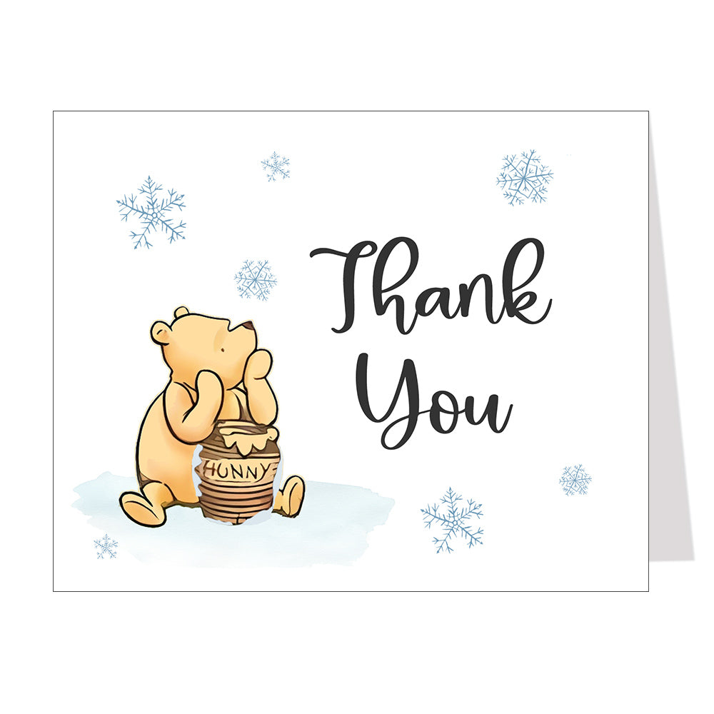 Winnie the Pooh Winter Thank You Card – The Invite Lady