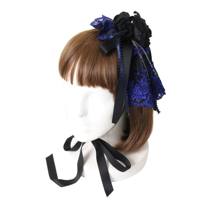 USED】M+Cross Roseヘッドドレス（黒×青） | Moi-même-Moitié