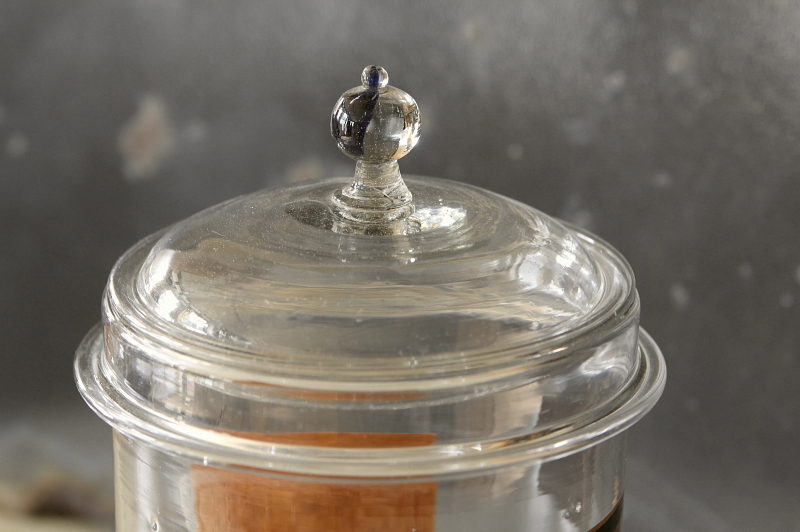 蓋付きファーマシーポット 吹きガラスの標本瓶薬瓶 19世紀 フランス