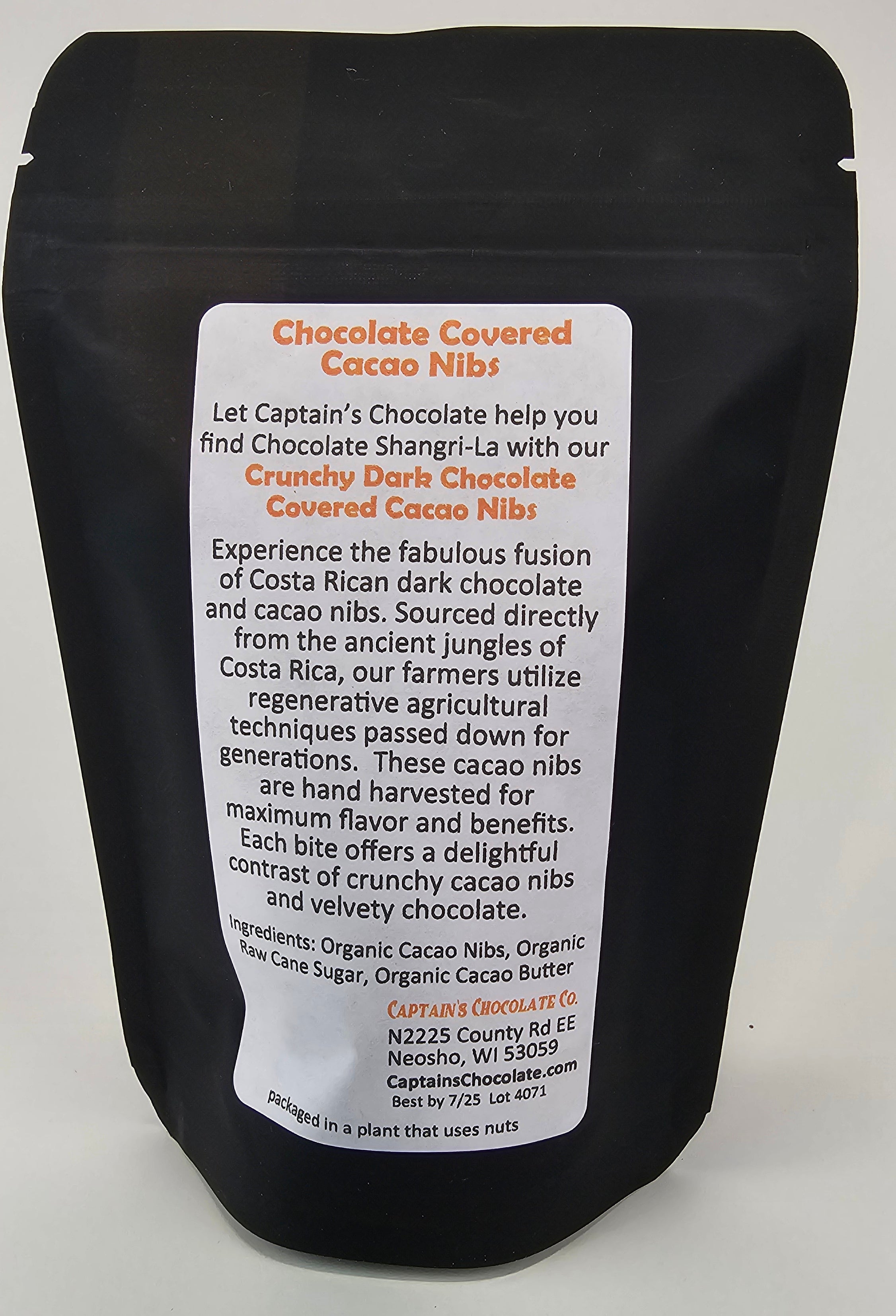 Organic Chocolate Covered Cacao Nibs – Captain's Chocolate
