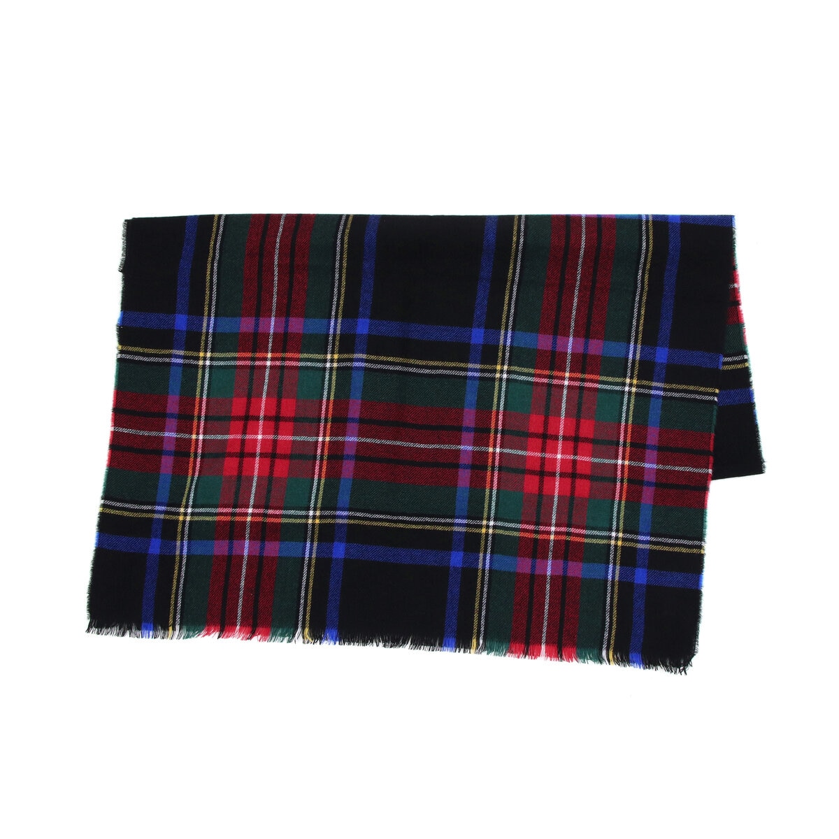 ジョンストンズ カシミヤ スカーフ ブラックスチュワート 180x70 cm