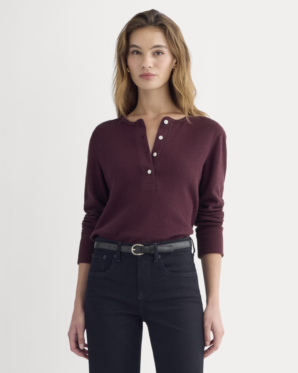 Boxy Henley in Cozy Waffle | Heathered Port Royale – Everlane