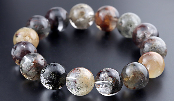 一点もの】大玉ブレス（ミックスガーデンクォーツ）13～14mm-004