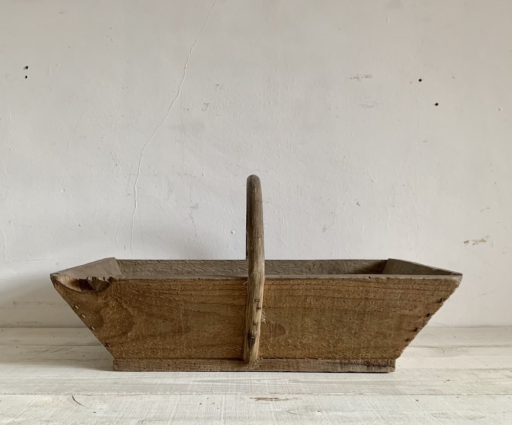 フランスアンティーク取手付木製バスケット2(aw024-088)<span style