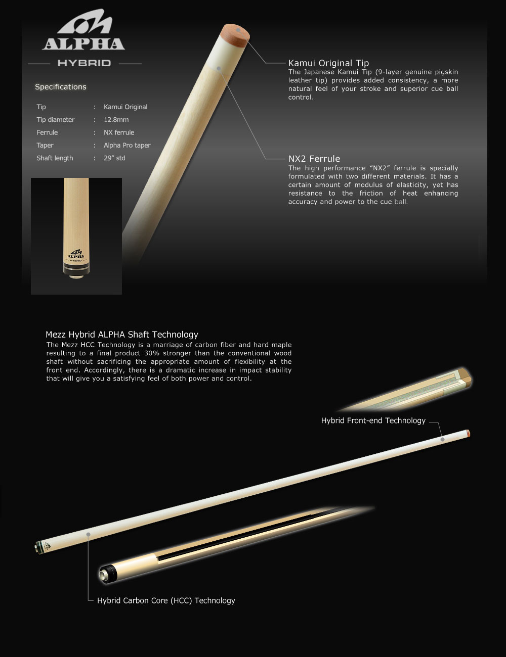 Mezz Hybrid Alpha シャフト ハイブリッド アルファ Wavy ビリヤード