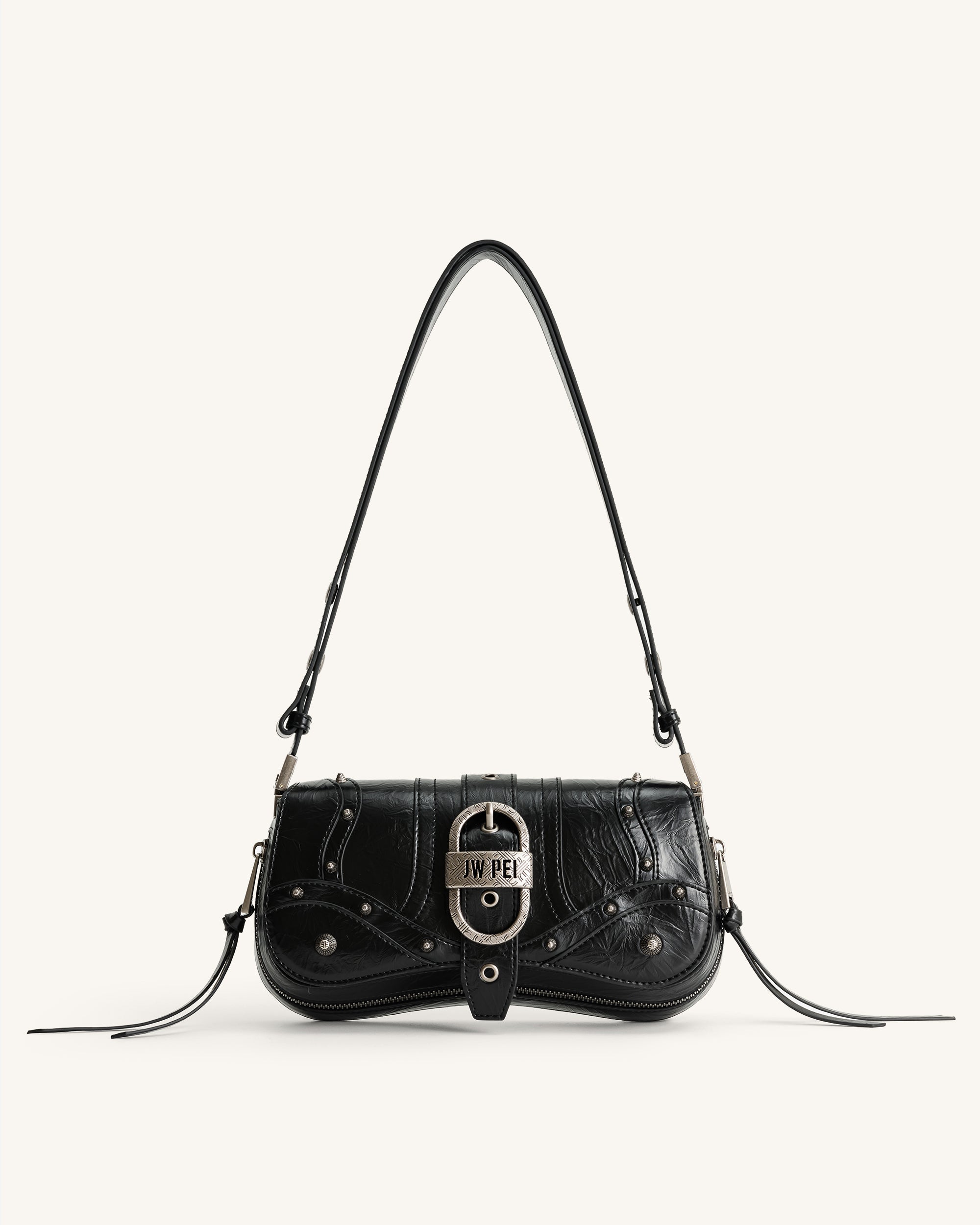 Joy Crushed Shoulder Bag - Black | JW PEI