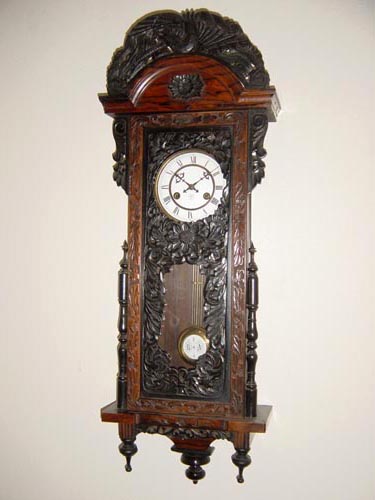 ユンハンス 黒柿総彫スリゲル - アンティーク掛時計