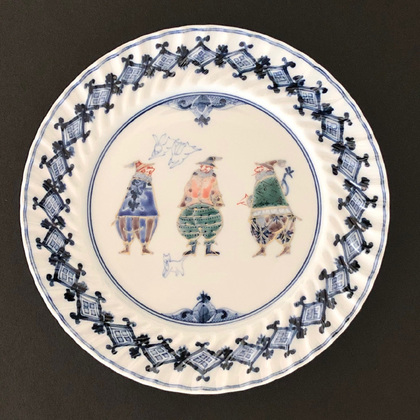 金沢駅前 九谷焼黒龍堂: 山本長左 異邦人平皿