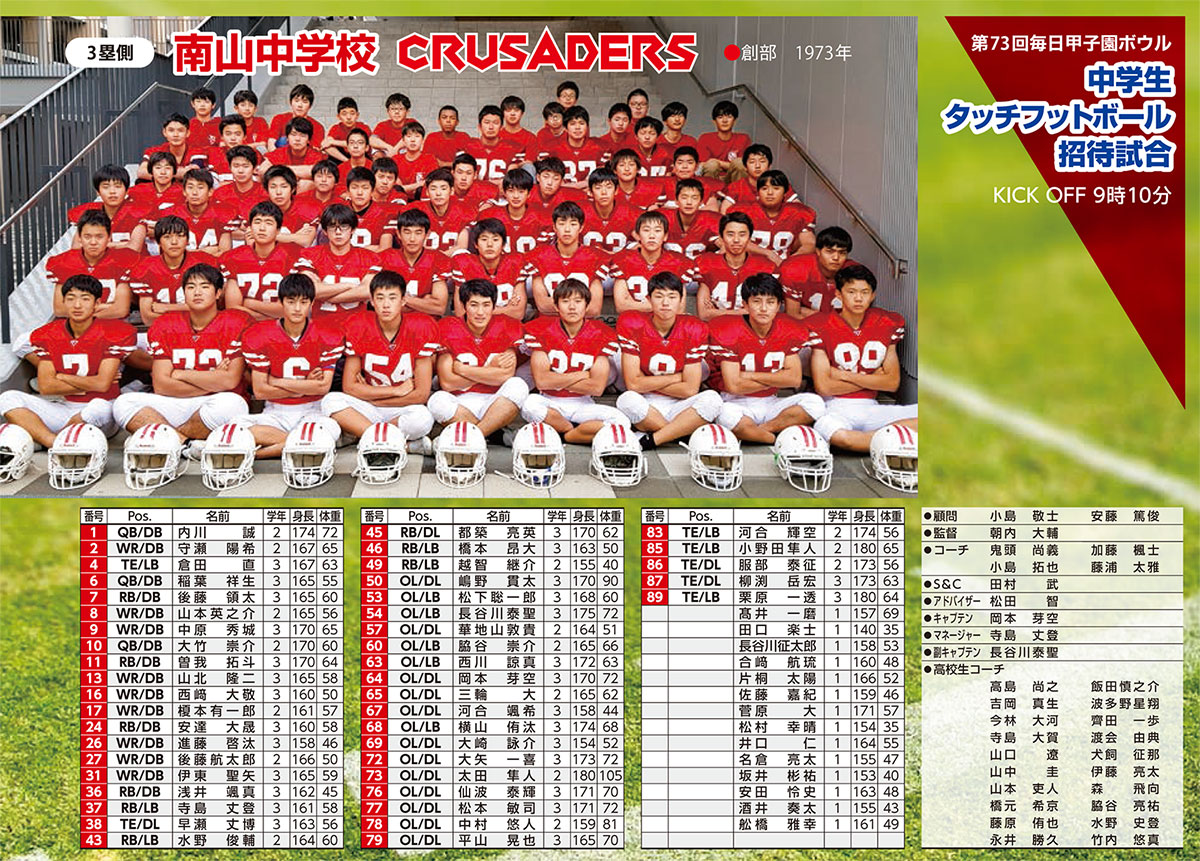 中学生招待試合 – 三菱電機杯 第73回毎日甲子園ボウル