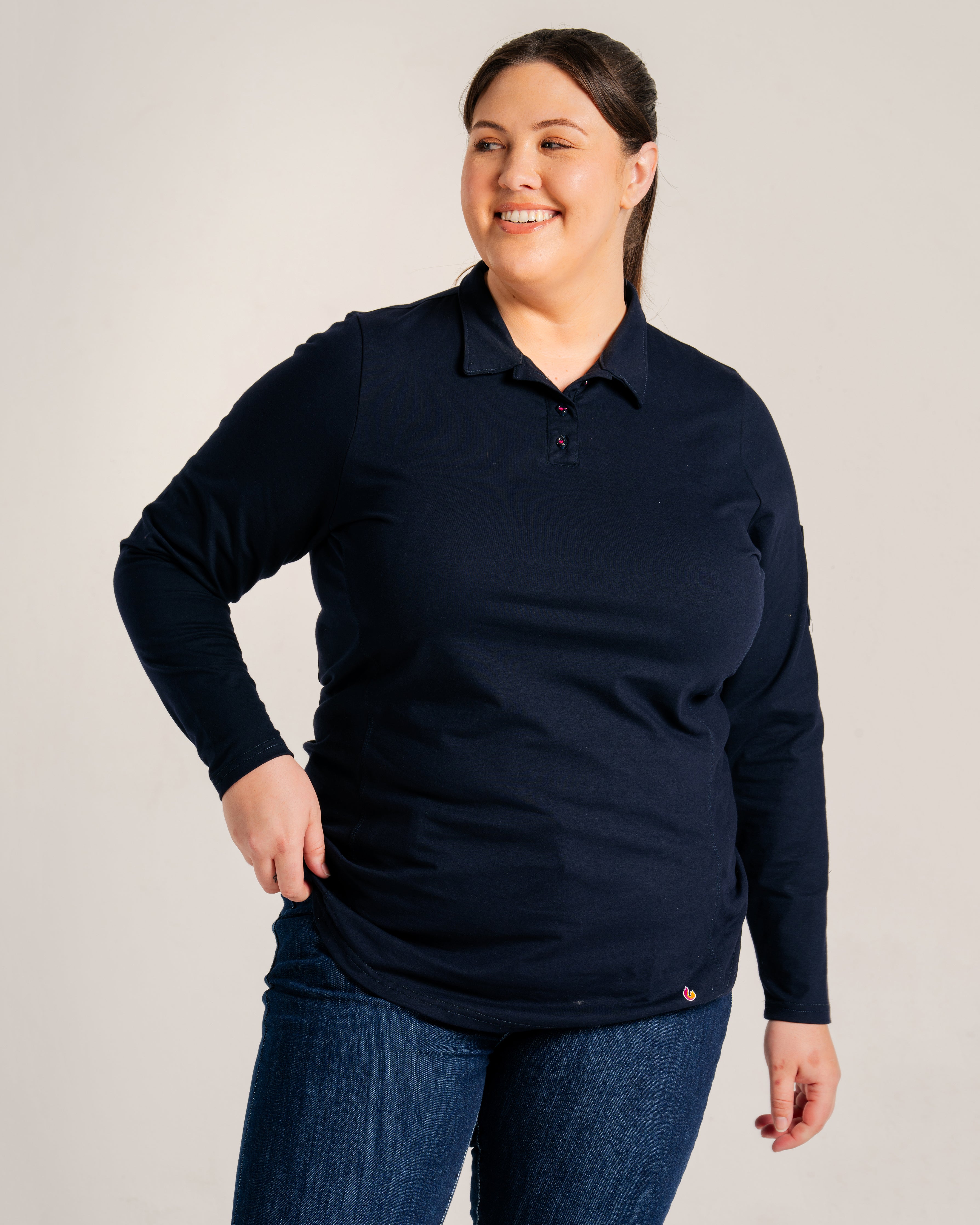 Women's FR Polo Shirt | 6oz. 93/7 Blend Knit | Navy