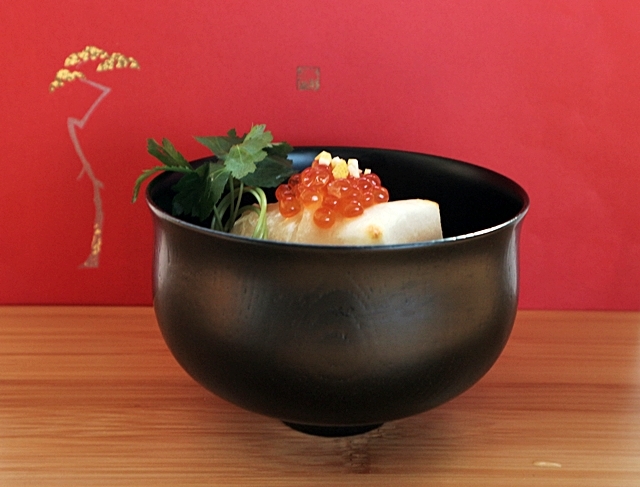 雑煮椀 大汁椀 喜八工房 欅（けやき）の木 百合型椀（大） 山帰来