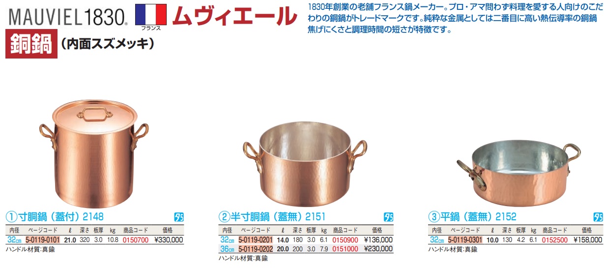 MAUVIEL ムヴィエール ミニパン 銅片手鍋 3個セット MAUVIEL