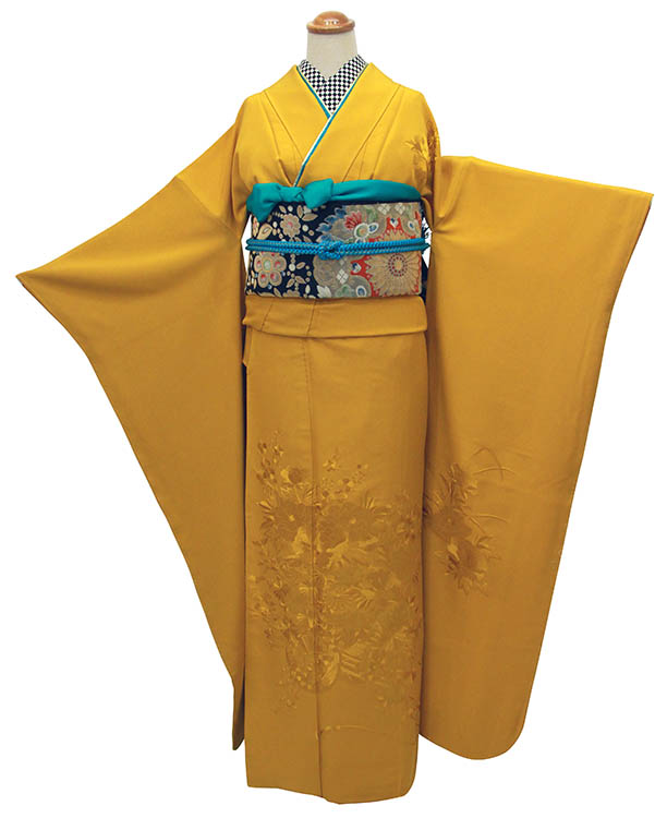 RF-161芥子マスタード色無地振袖 それいゆ振袖レンタル