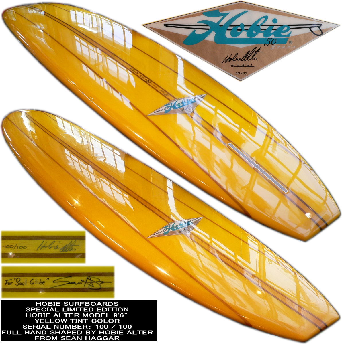 Bill Hamilton ロングボード 9'3” ハンドシェイプ サイン入り