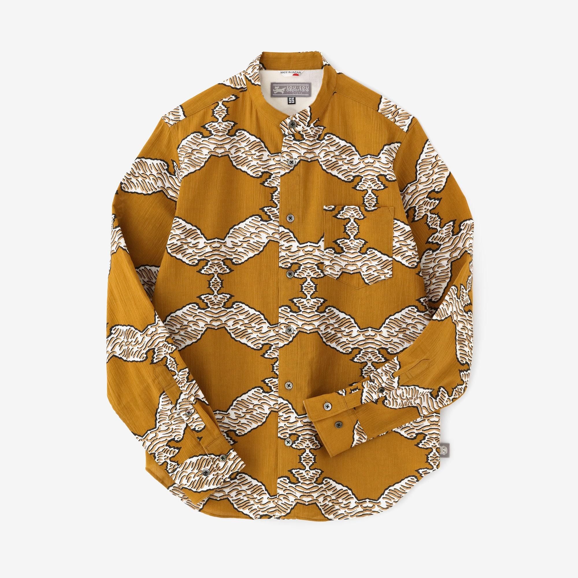 3月10日頃発送予定】高島縮 20/20 スタンドカラーシャツ／武者七宝（むしゃ