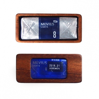 マホガニー製の木製タバコケース ソフトパッケージ用「LIFE」