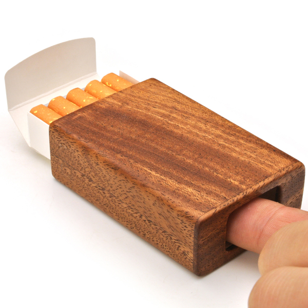 マホガニー製の木製タバコケースショート用「LIFE」