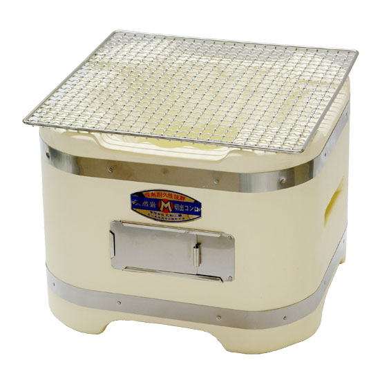 輪島 珪藻土 切り出し七輪 未使用 切出正角21号 土台ブロック付 鍵