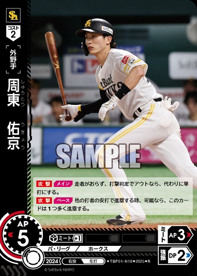 周東 佑京(福岡ソフトバンクホークス) 【TBP01-H18R】｜TCGシングル