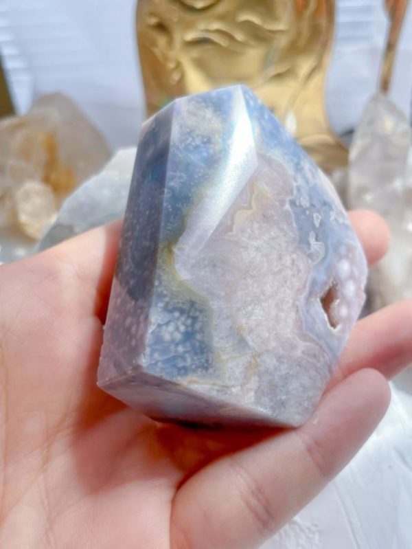 Asian beauty フラワーアゲート 桜メノウのスフィア＆変形フォームの