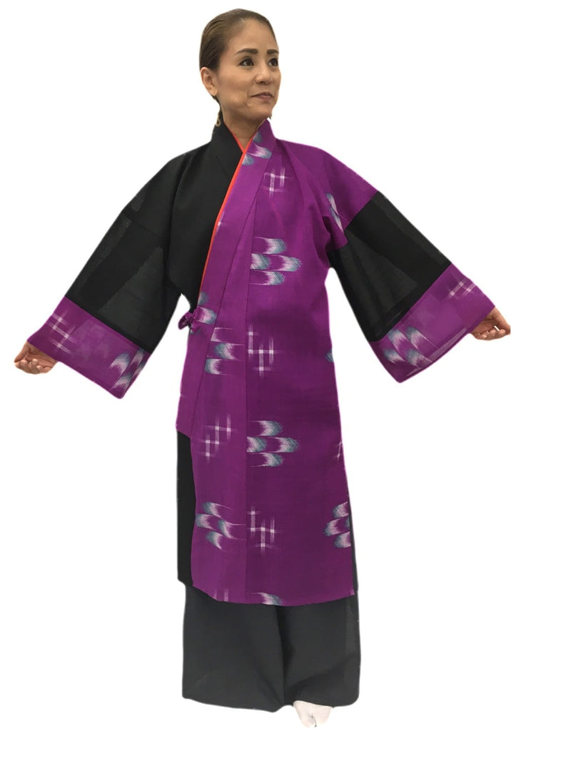 ハーフ衣裳/稽古着】大絣×無地黒 | つは琉球店