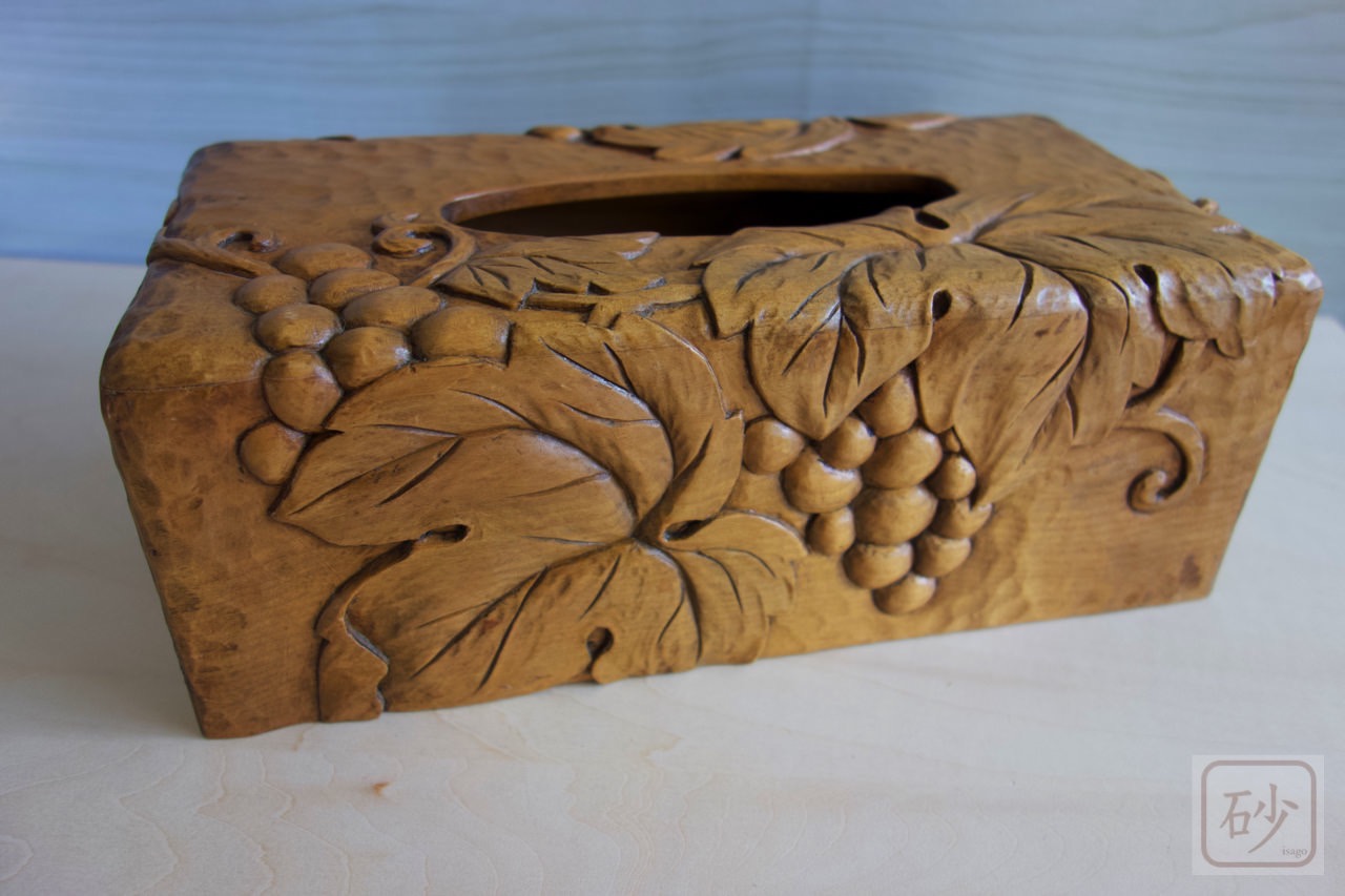 木彫 壁掛けミラー 葉とブドウのデザイン 木彫 壁掛けミラー 葉と