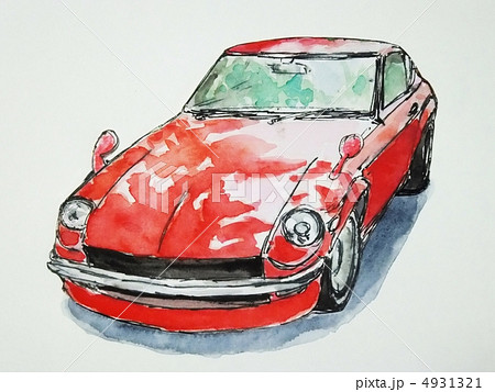 ペンスケッチ＋水彩「赤い車」のイラスト素材 [4931321] - PIXTA
