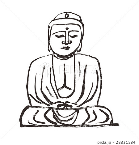 鎌倉大仏 水彩画 手描き 水墨画のイラスト素材 [28331534] - PIXTA