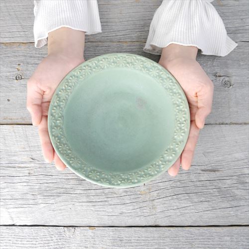 秋山昌史/リム浅鉢6寸/錆青磁釉/Φ19X5.9 - テーブルライフストア