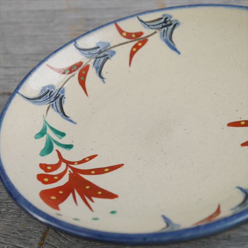 沖縄/やちむん/陶眞窯/5寸皿/赤絵デイゴ/Φ16 X H3 - テーブルライフストア