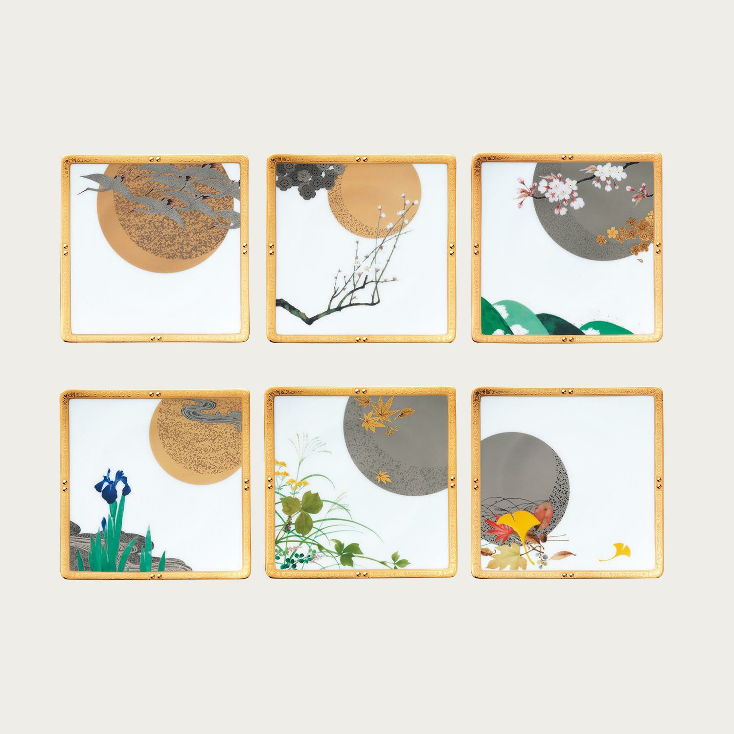 四季彩舞曲 21cmスクエアプレート揃(絵変り6枚) | ノリタケ食器公式