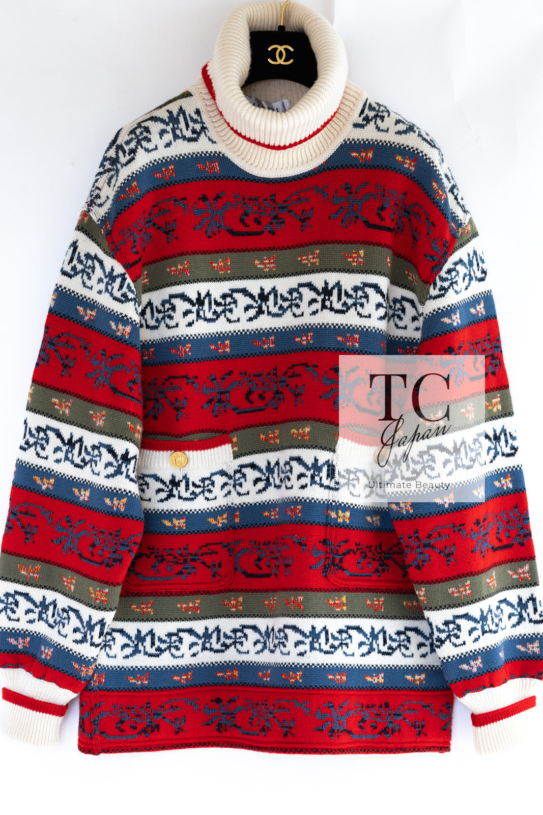 シャネル ヴィンテージ 貴重 アイボリー レッド マルチカラー CC