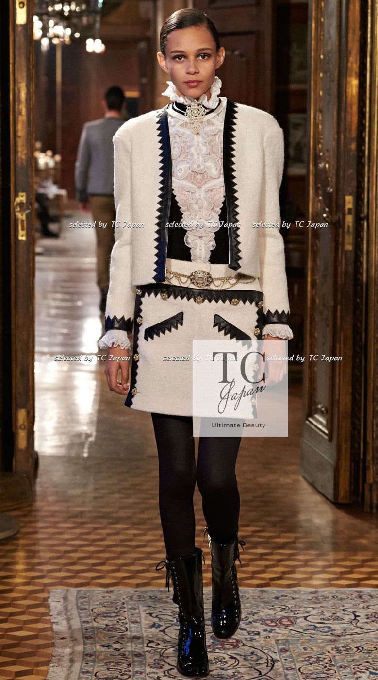 シャネル スカート CHANEL クリーム ブラック ウール ツイード 15PF