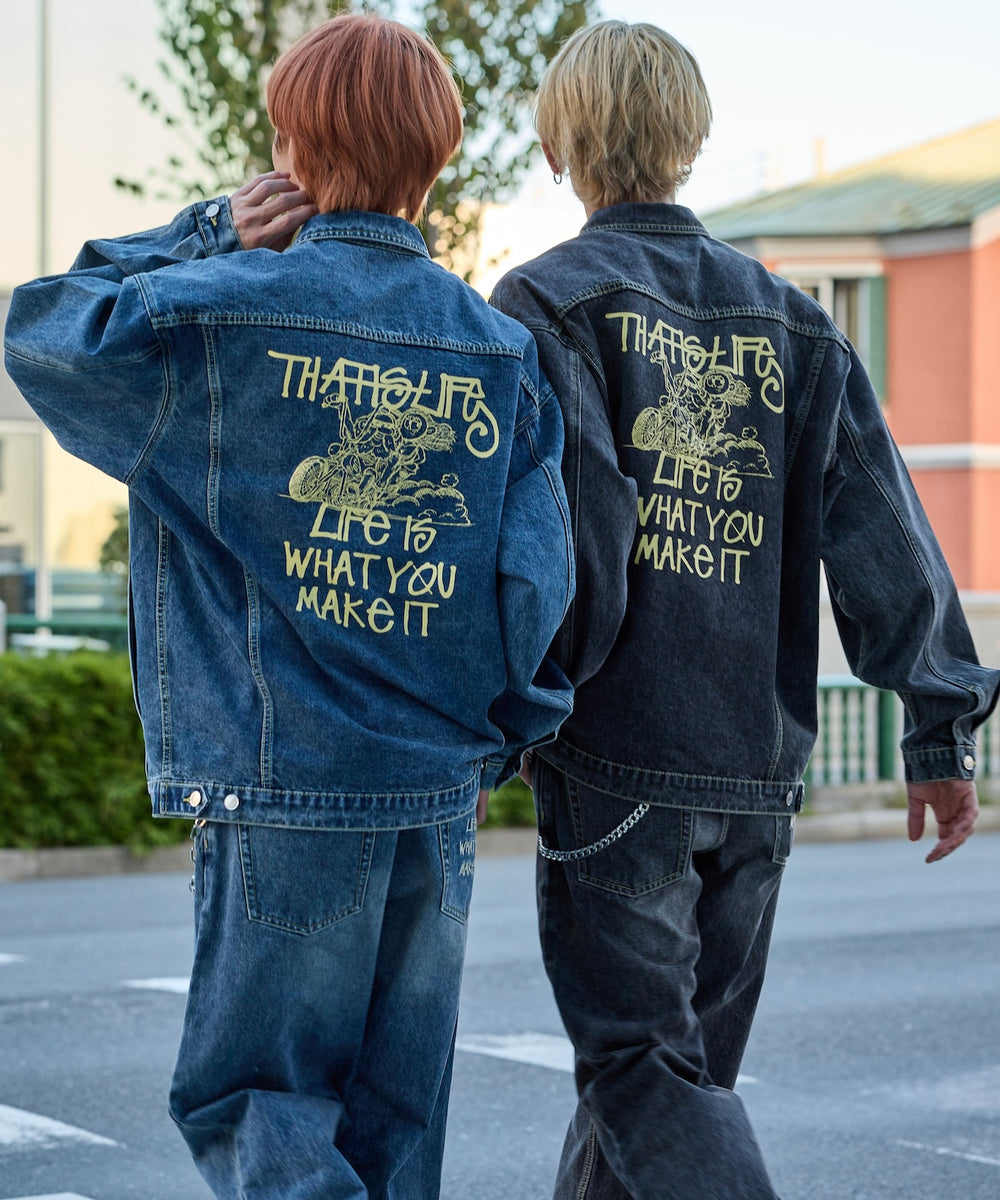 Vintage styles Biker Denim Set up / Jacket – That's life online store