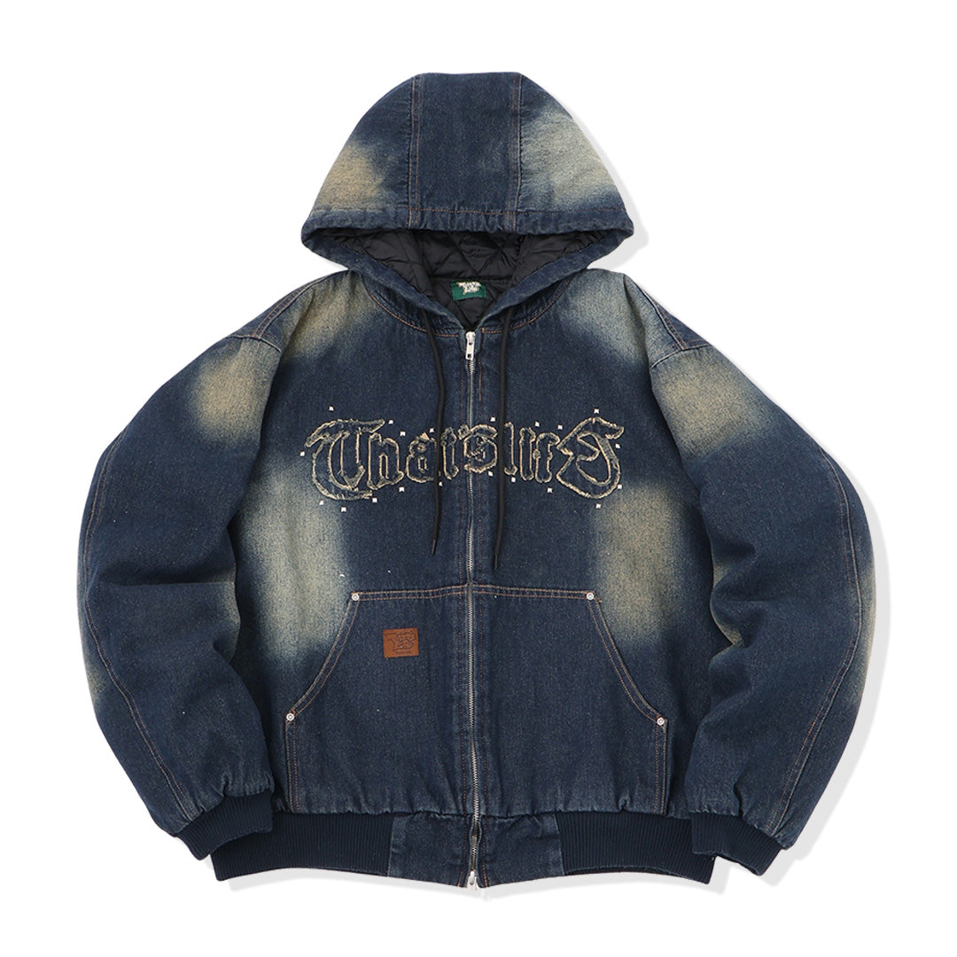 Vintage styles Front logo Denim zip hoodie – That's life online store